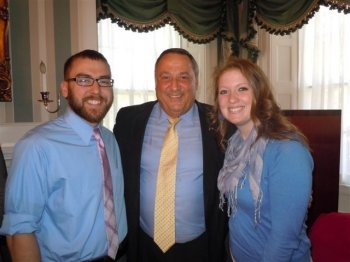 Senior nursing students Brittany Myles and Aaron Cyr posed with Maine Governor LePage at an invitational event held during the Blaine House in Augusta in-may 2013.